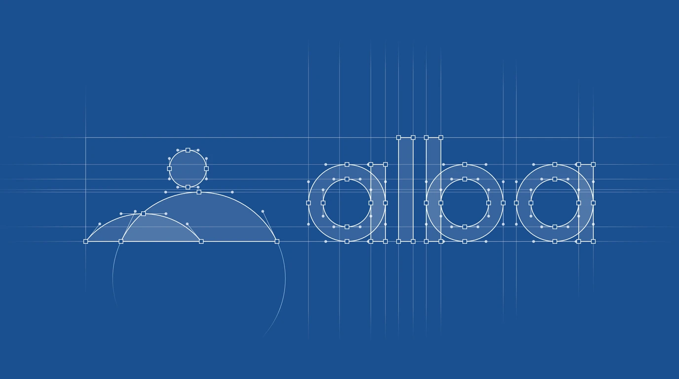 A logo with its construction grid drawn by Logo Grid in Affinity